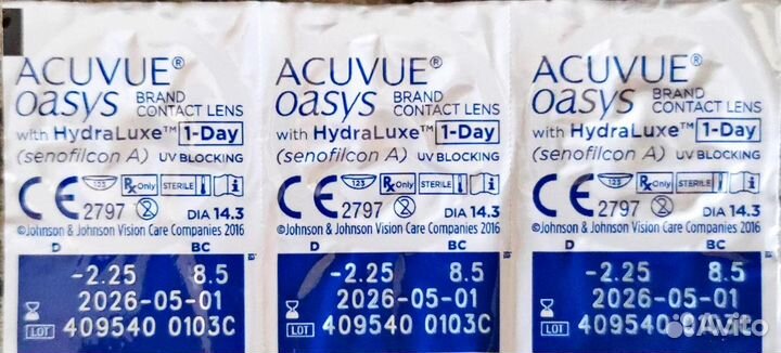 Линзы контактные Acuvue oasys 1 day -2.25