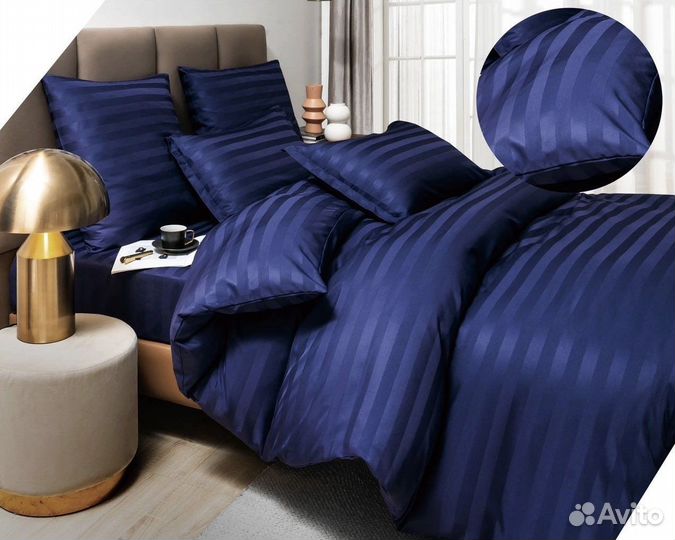 Постельное белье страйп сатин евро Boris