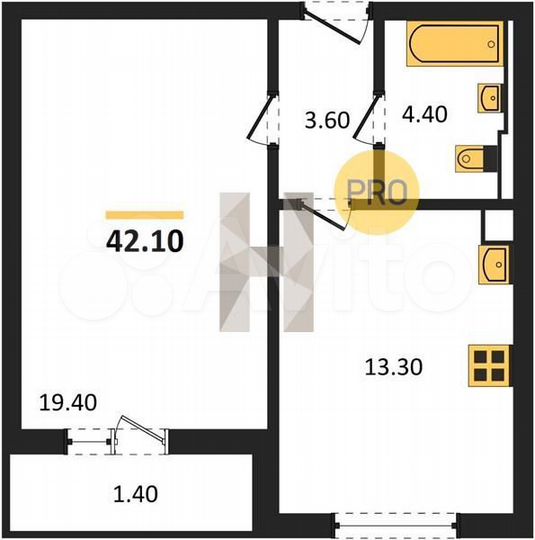 1-к. квартира, 42,1 м², 14/18 эт.