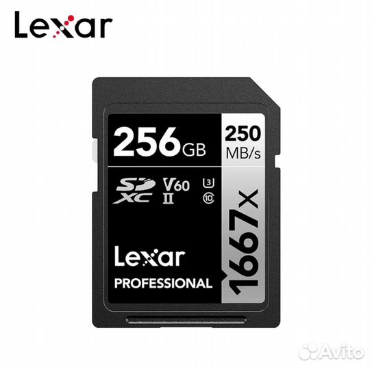 Карта памяти 1667x 250 Мб/с sdxc V60 256 Gb