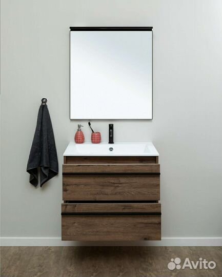 Тумба с раковиной Aquanet Lino дуб Веллингтон