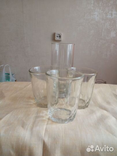 Стаканы стеклянные,банка гжель