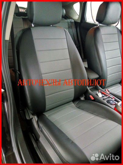 Чехлы Автопилот Opel Astra H из экокожи чёрно-серы