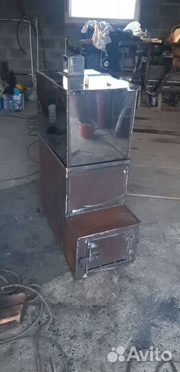Печь для бани с баком из нержавейки