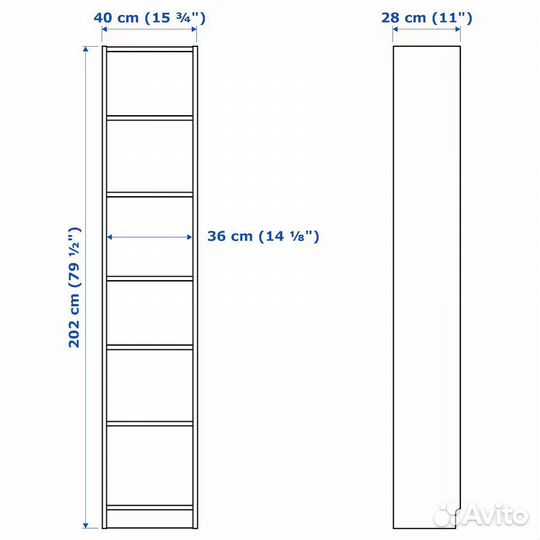 IKEA Billy стеллаж 40x28x202 см белый