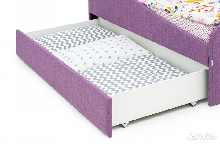 Кроватка с бортиком и ящиком. Рогожка-черника