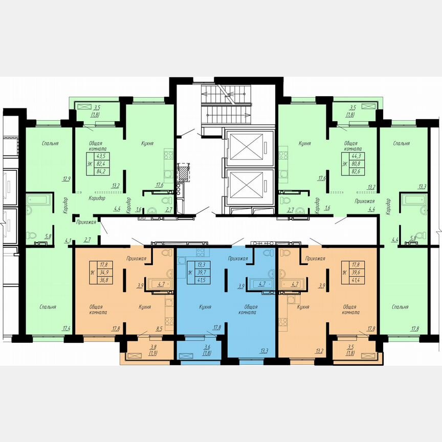 3-к. квартира, 82,6 м², 12/17 эт.