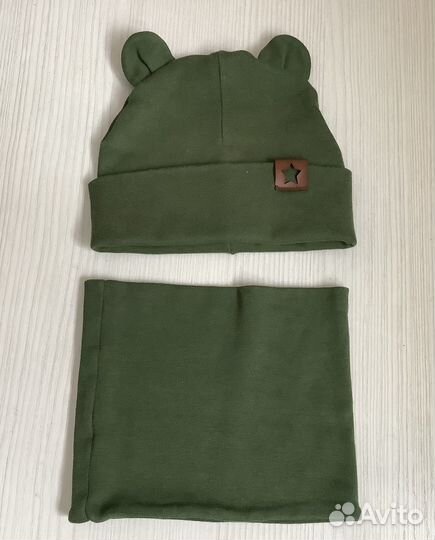 Шапка и Снуд для мальчика с 6 мес до года