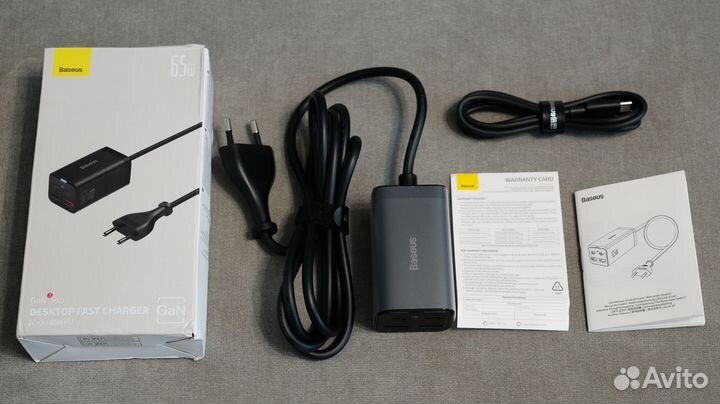 Новый блок питания Baseus 65W GAN3 Pro + кабель