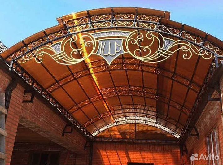 Кованые навесы, козырьки из поликарбоната