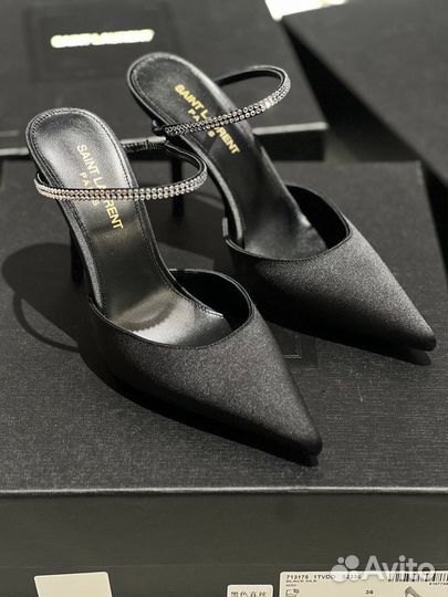 Мюли Saint Laurent со стразами