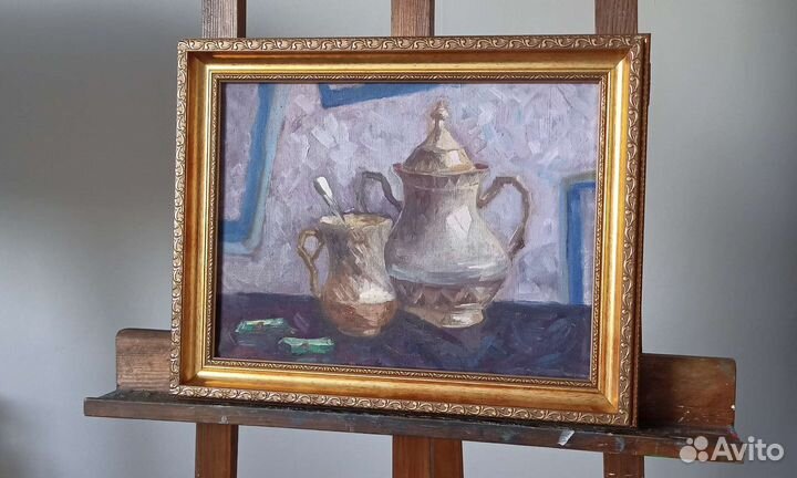Чайный натюрморт картина маслом на холсте 30х40