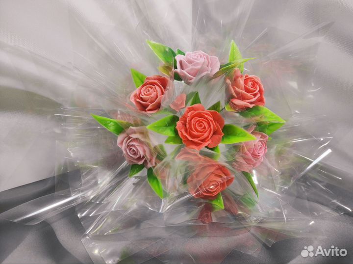 Букет из мыльных роз и мыло