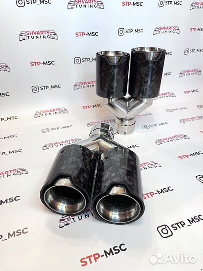 2шт Насадки глушителя M Performance Кованый Карбон