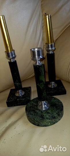 Подсвечники. Хрусталь яшма змеевик латунь бронза