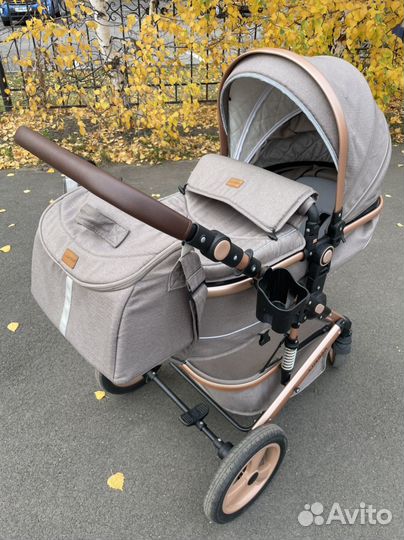 Коляска всесезонная 2 в 1 luxmom 510 золотая рама