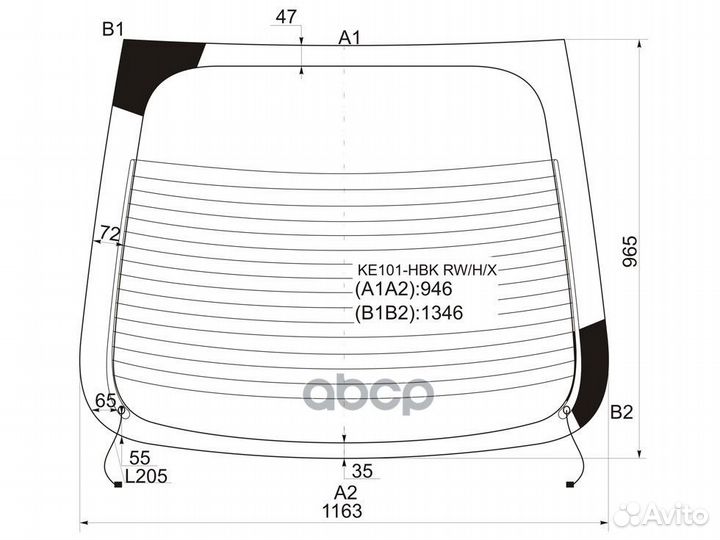 Стекло заднее (Цвет зеленый/ Обогрев) Toyota Co