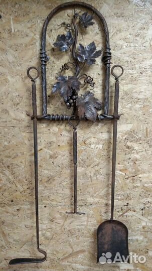 Кованый каминный набор виноградная лоза