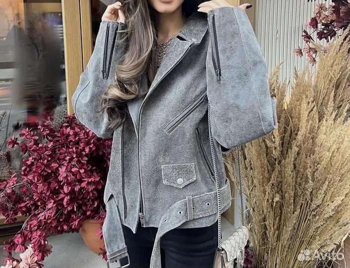 Кожаная куртка косуха женская