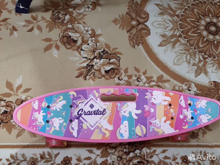 Пинборд (скейтборд) детский, колеса светятся