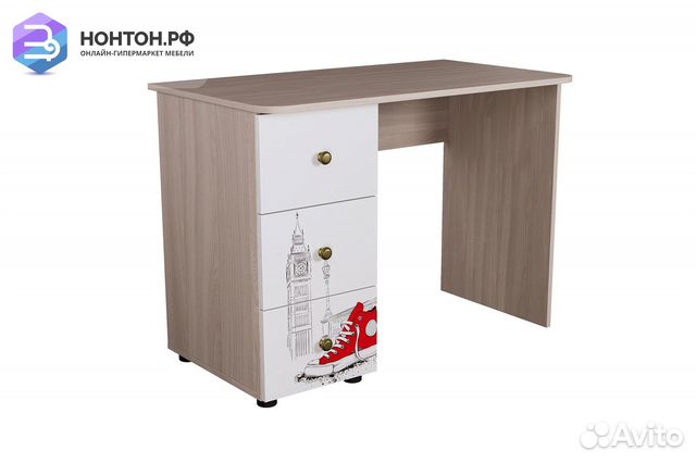 Письменный стол Мийа-3А ясень шимо светлый / белая