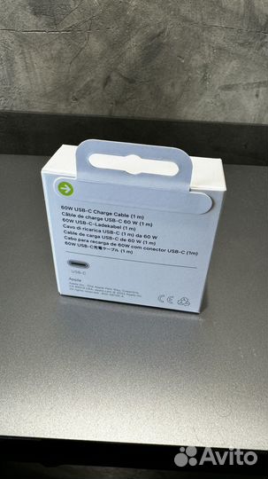 Кабель apple оригинал USB-C to USB-C, 60W (1 m)