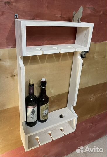 Винная полка навесная для бокалов и бутылок