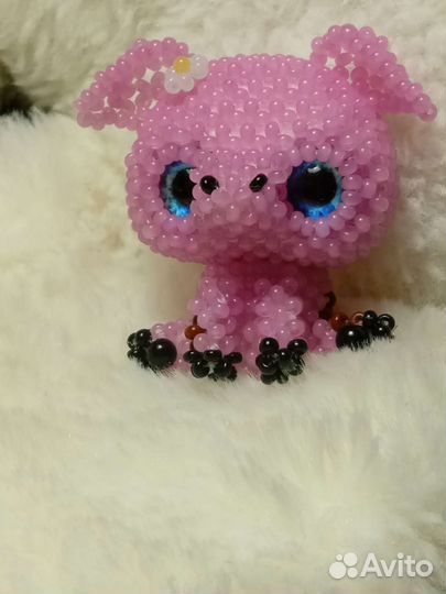 Амигуруми из бисера свинка