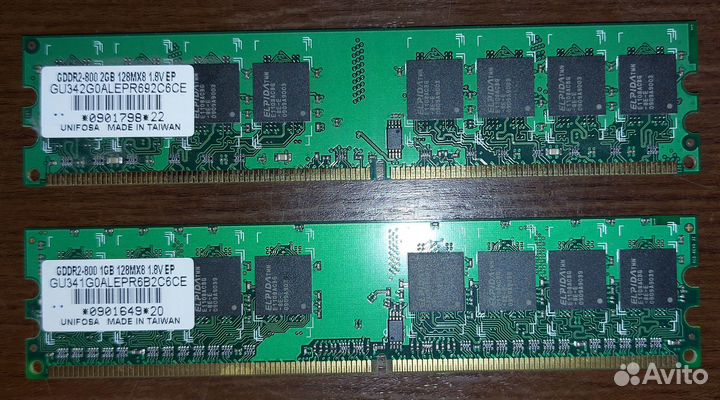 Оперативная память unifosa 2Gb+1Gb DDR2