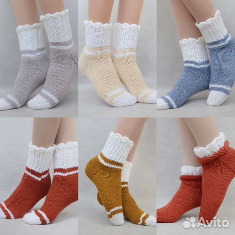 Носочки женские вязаные, ручная работа