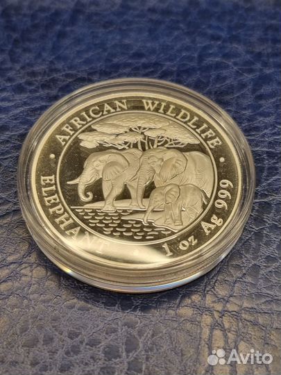 Монета Серебро Слоны Сомали 2013 Унция