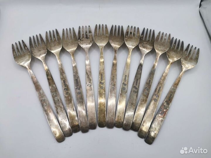 Вилки мнц Мельхиор Посеребрение СССР 12 шт
