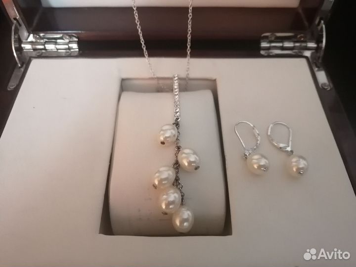 Серьги и Кулон под жемчуг, набор новый
