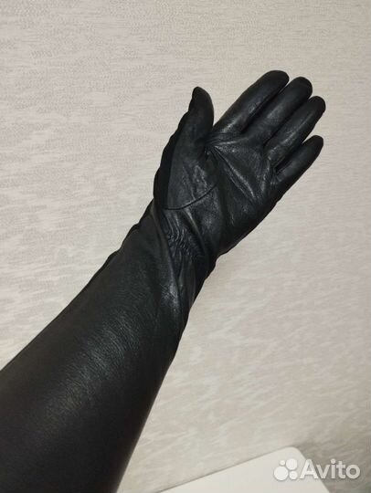 Перчатки женские кожаные длинные 7,5 весна
