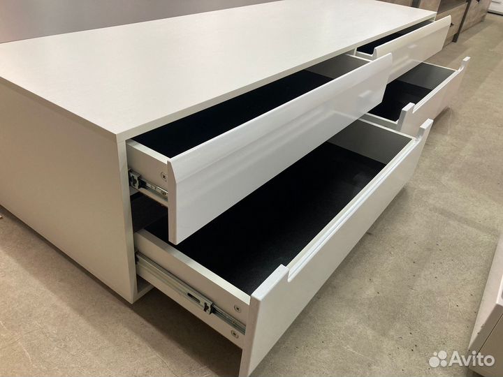 Тумба тв Стокгольм белый/белый глянец