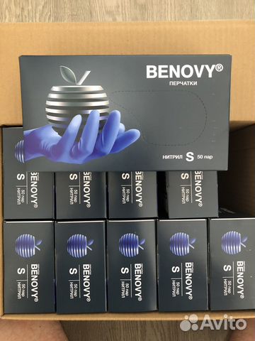 Перчатки одноразовые нитриловые Benovy