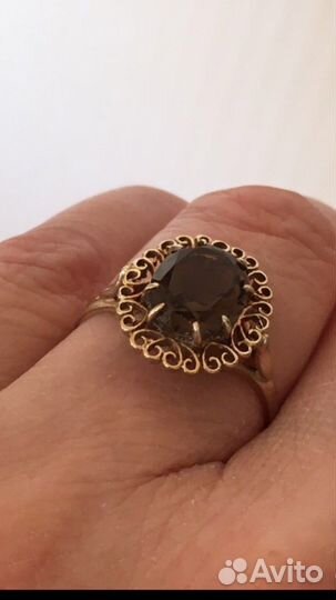 Старинное кольцо золото Аглия цитрин