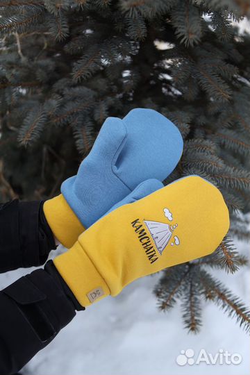 Варежки футер с начёсом ручная работа