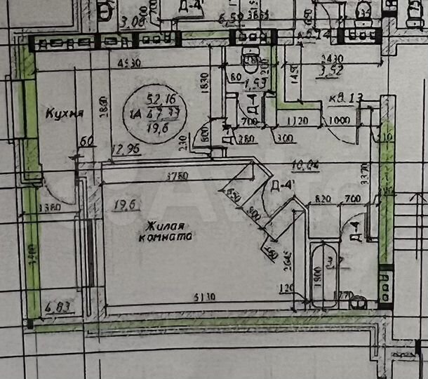 1-к. квартира, 53,4 м², 4/4 эт.