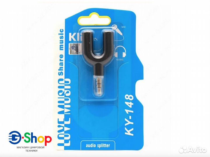 Аудио разветвитель 2x jack 3.5 3p (мама) -jack 3.5