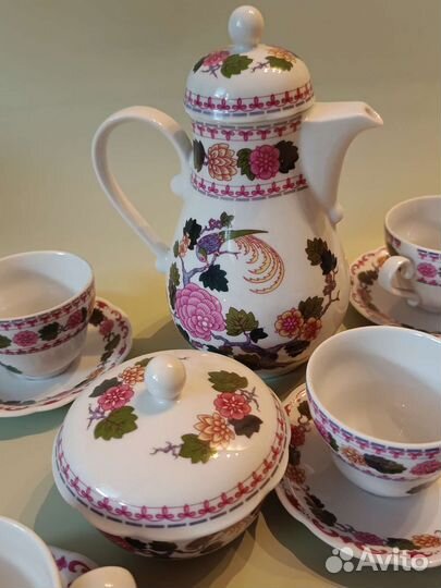 Кофейный сервиз Райские птицы. ГДР, чайник