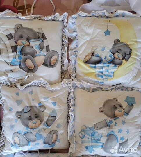 Бортики в детскую кроватку+ балдахин с креплением