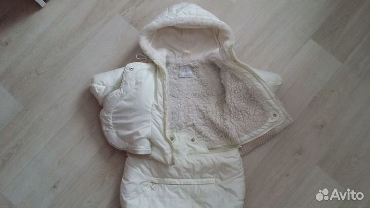 Белый зимний конверт- куртка на выписку