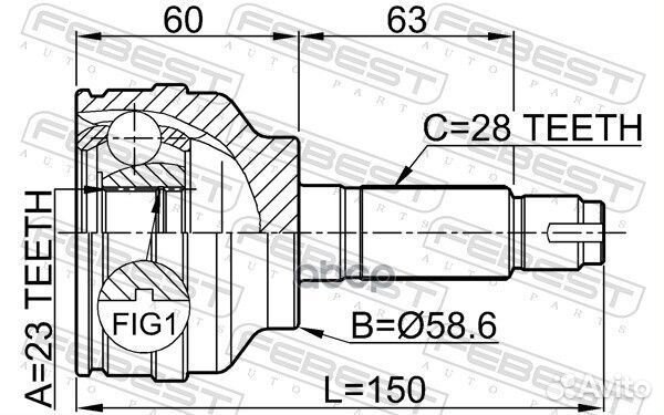 ШРУС наружный 23x59x28 (mazda 3 BK 2003-2008) F