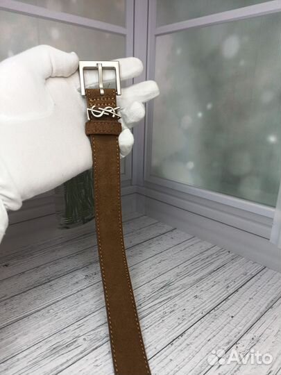 Ремень Ysl женский натуральная замша-кожа люкс