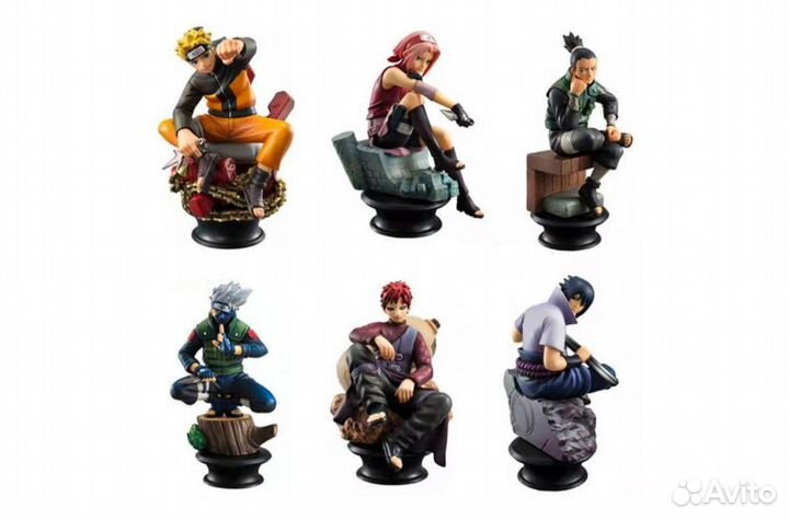 Набор фигурок 6 шт. Наруто Шипуден на подставках
