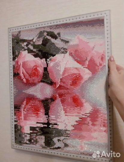 Роскошная картина на подрамнике,Зеркальные розы
