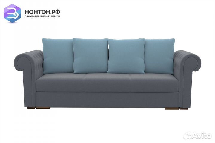 Диван шагающая еврокнижка Вега-44 голубой / серый
