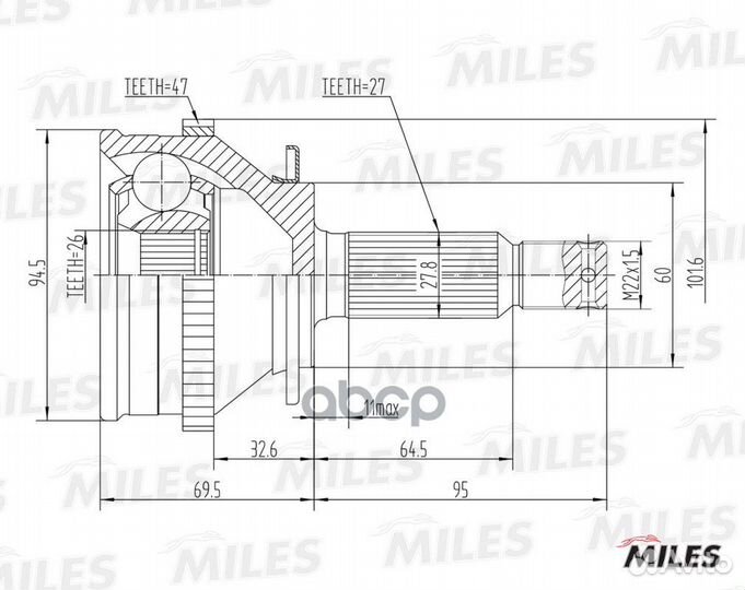 GA20553 ШРУС hyundai trajet FO 2.0L нар. GA20553