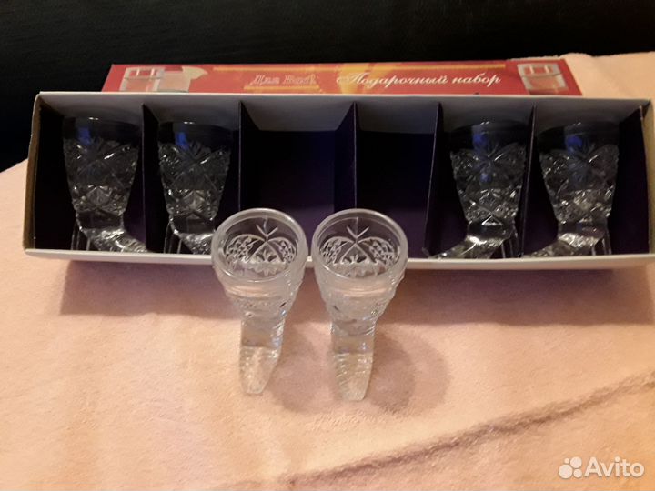 Подарочный хрустальный набор, 6 стопок сапожек